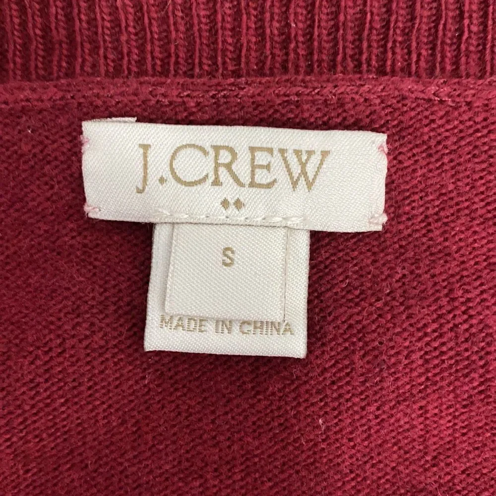 J. Crew burgundy cotton blend round neck pullover sweater size S